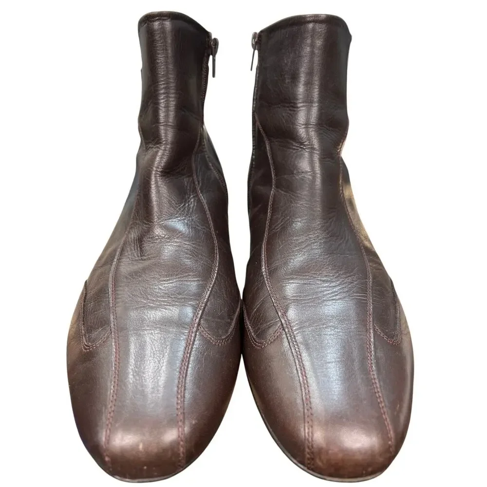 Bacco Bucci Llorente Brown Leather Side Strap Ankle Boots Size 43 US 10